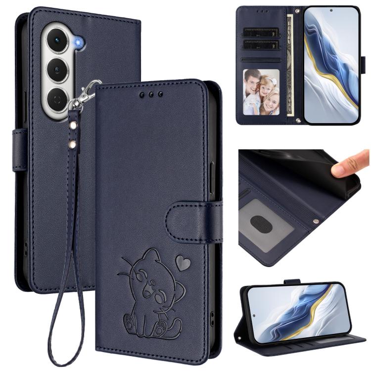 Embossed Heart Cat Leather Phone Case with Hand Strap, For Tecno Pova 7 Pro 5G, For Tecno Pova 7 5G 2025, For Tecno Spark 40 Pro+ 4G, For Tecno Spark 40 Pro 4G