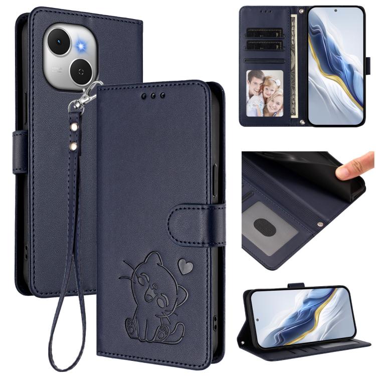 Embossed Heart Cat Leather Phone Case with Hand Strap, For Tecno Camon 50 Pro 4G, For Tecno Camon 50 4G, For Tecno Spark Go 2024 4G / 20C 4G, For Tecno Spark 40C