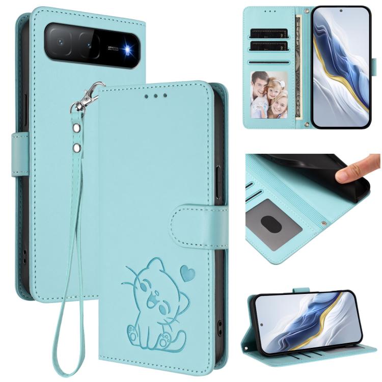 Embossed Heart Cat Leather Phone Case with Hand Strap, For Tecno Spark 30 4G, For Tecno Spark Go 5G 2025 / Hot 60i 5G, For Tecno Spark 30C 4G, For Tecno Spark 20 Pro 5G