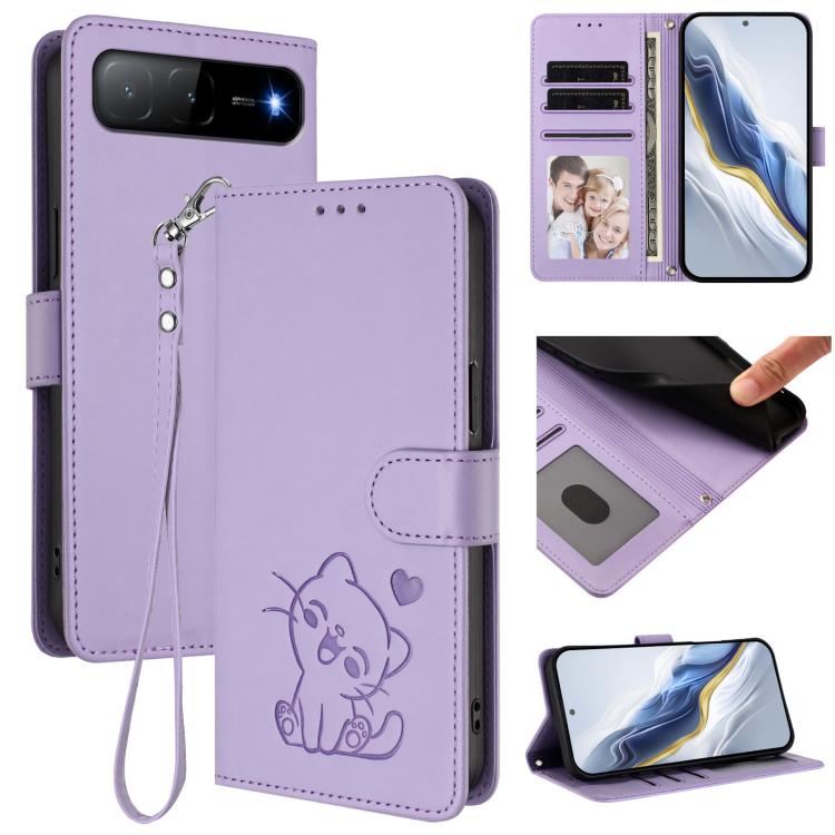 Embossed Heart Cat Leather Phone Case with Hand Strap, For Tecno Spark 30 4G, For Tecno Spark Go 5G 2025 / Hot 60i 5G, For Tecno Spark 30C 4G, For Tecno Spark 20 Pro 5G