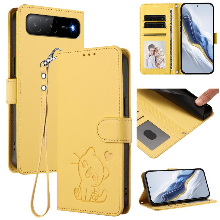 Embossed Heart Cat Leather Phone Case with Hand Strap, For Tecno Spark 30 4G, For Tecno Spark Go 5G 2025 / Hot 60i 5G, For Tecno Spark 30C 4G, For Tecno Spark 20 Pro 5G