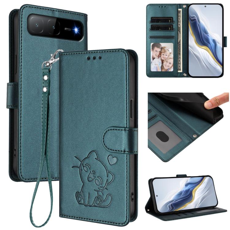 Embossed Heart Cat Leather Phone Case with Hand Strap, For Tecno Spark 30 4G, For Tecno Spark Go 5G 2025 / Hot 60i 5G, For Tecno Spark 30C 4G, For Tecno Spark 20 Pro 5G