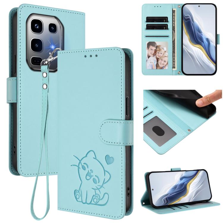 Embossed Heart Cat Leather Phone Case with Hand Strap, For Infinix Note 50 Pro+ 5G, For Infinix Note 50 Pro 4G / 50 4G, For Infinix Hot 50i 4G / Smart 9 4G, For Infinix Hot 50 Pro+ 4G