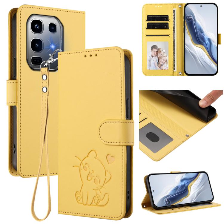 Embossed Heart Cat Leather Phone Case with Hand Strap, For Infinix Note 50 Pro+ 5G, For Infinix Note 50 Pro 4G / 50 4G, For Infinix Hot 50i 4G / Smart 9 4G, For Infinix Hot 50 Pro+ 4G