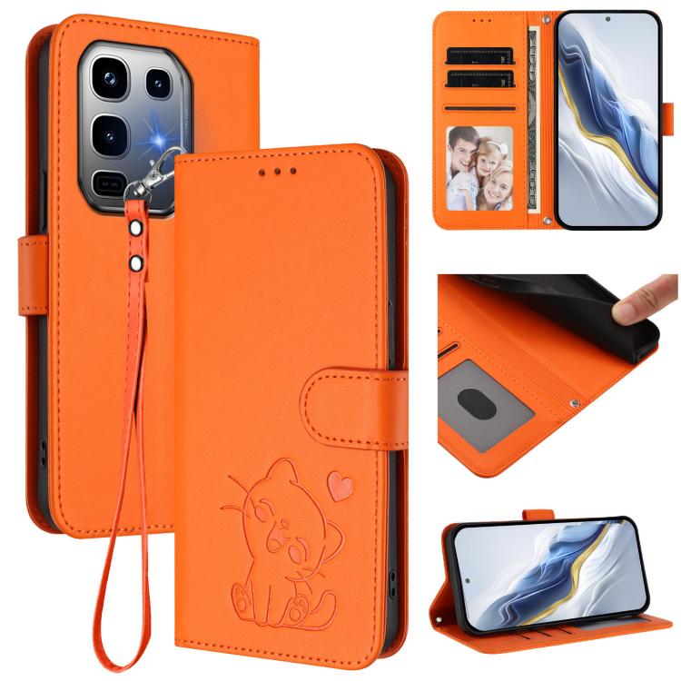 Embossed Heart Cat Leather Phone Case with Hand Strap, For Infinix Note 50 Pro+ 5G, For Infinix Note 50 Pro 4G / 50 4G, For Infinix Hot 50i 4G / Smart 9 4G, For Infinix Hot 50 Pro+ 4G