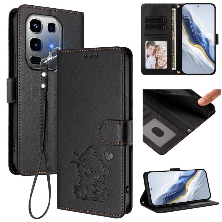 Embossed Heart Cat Leather Phone Case with Hand Strap, For Infinix Note 50 Pro+ 5G, For Infinix Note 50 Pro 4G / 50 4G, For Infinix Hot 50i 4G / Smart 9 4G, For Infinix Hot 50 Pro+ 4G