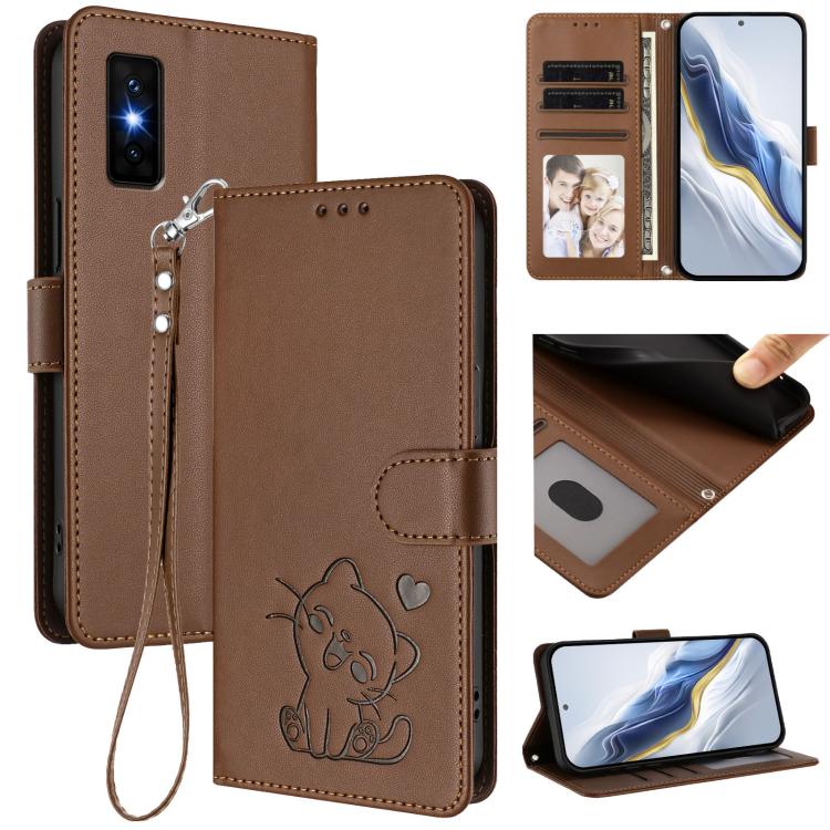 Embossed Heart Cat Leather Phone Case with Hand Strap, For Infinix Smart 10 / Tecno Pop 10, For Infinix GT 30 Pro, For Infinix Note 50s 5G, For Infinix Note 50X 5G
