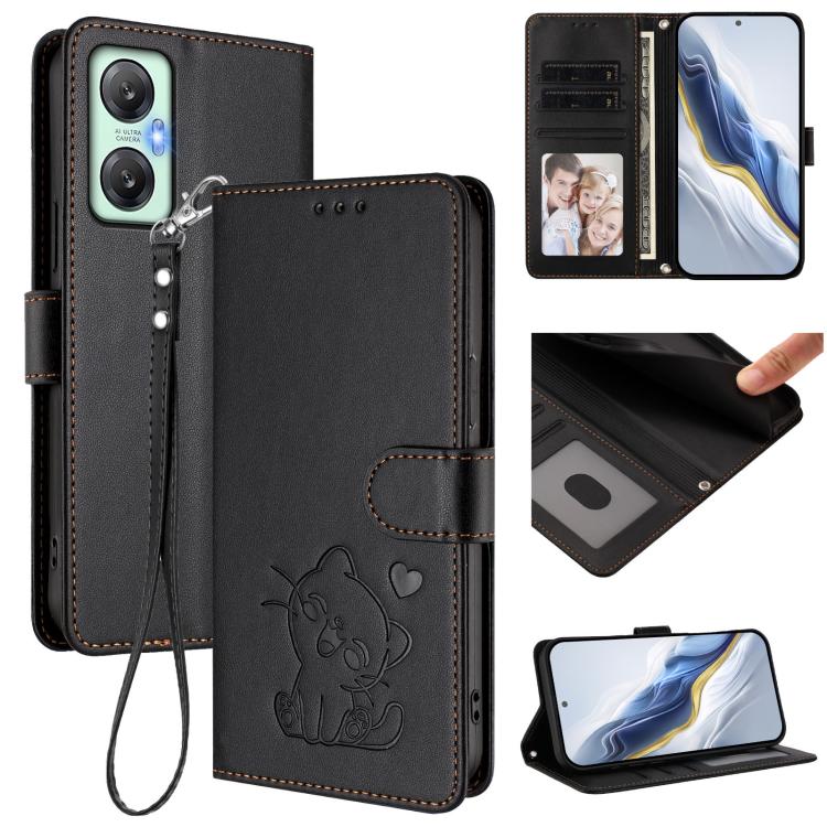 Embossed Heart Cat Leather Phone Case with Hand Strap, For Infinix Hot 30 4G, For Infinix Hot 20S / 20 Pro, For Infinix Hot 20 5G, For Infinix Smart 7 Global