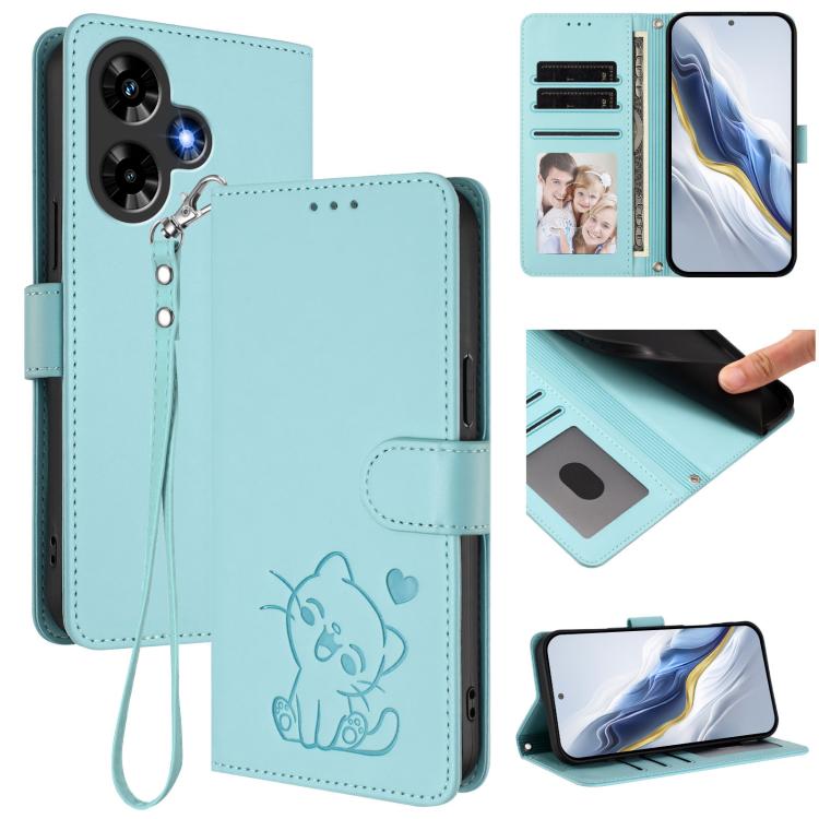 Embossed Heart Cat Leather Phone Case with Hand Strap, For Infinix Hot 30 4G, For Infinix Hot 20S / 20 Pro, For Infinix Hot 20 5G, For Infinix Smart 7 Global