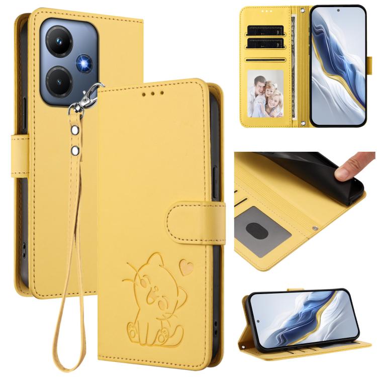 Embossed Heart Cat Leather Phone Case with Hand Strap, For Infinix Smart 7 Plus / 7 HD, For Infinix Note 30 4G / 5G, For Infinix Note 30 VIP, For Infinix Hot 30i / X669
