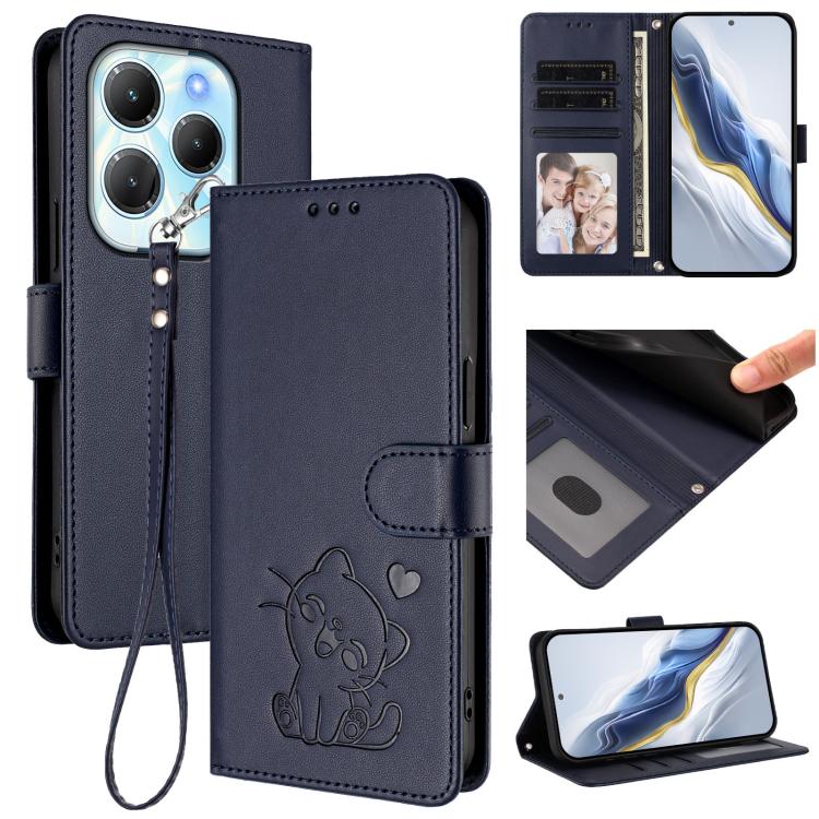 Embossed Heart Cat Leather Phone Case with Hand Strap, For Infinix Note 40 5G, For Infinix GT 20 Pro 5G, For Infinix Note 40 4G, For Infinix Hot 40 4G / 40 Pro 4G