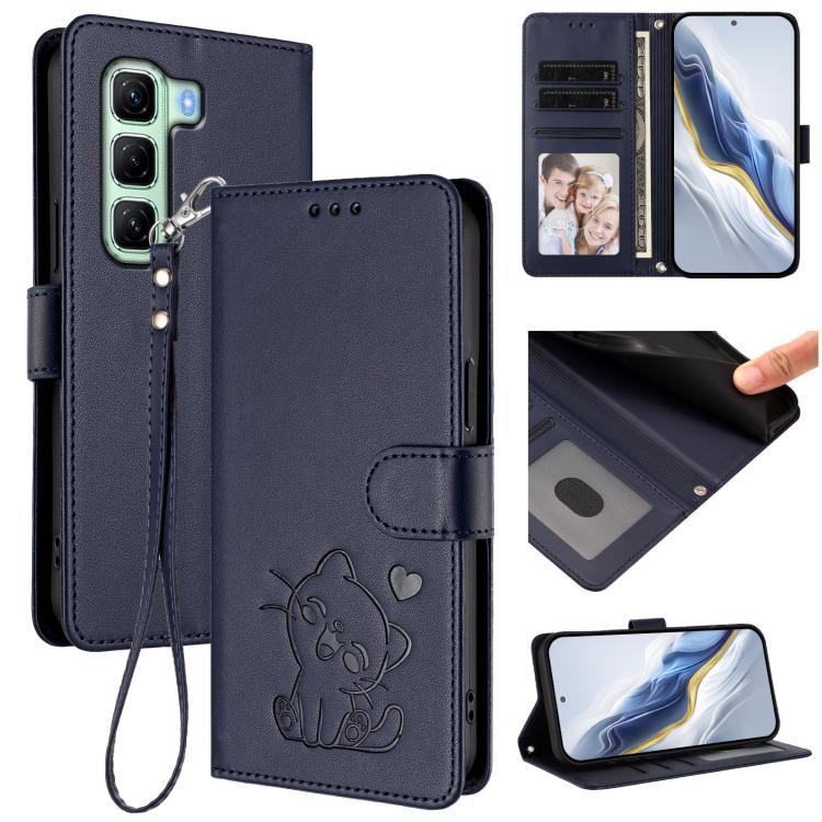 Embossed Heart Cat Leather Phone Case with Hand Strap, For Infinix Hot 50 4G, For Infinix Hot 50 5G, For Infinix Zero 40 4G / 5G, For Infinix Note 40X 5G