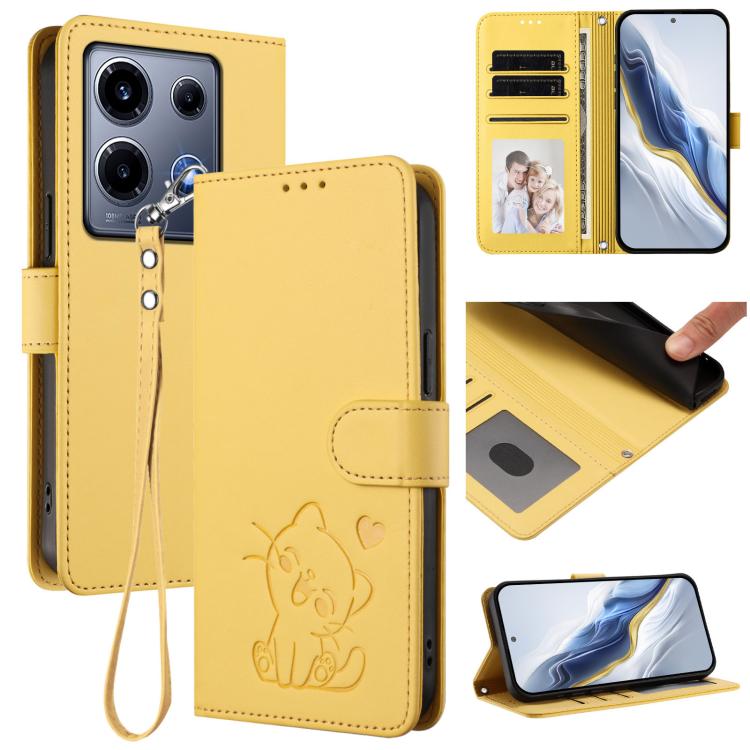 Embossed Heart Cat Leather Phone Case with Hand Strap, For Infinix Smart 7 Plus / 7 HD, For Infinix Note 30 4G / 5G, For Infinix Note 30 VIP, For Infinix Hot 30i / X669
