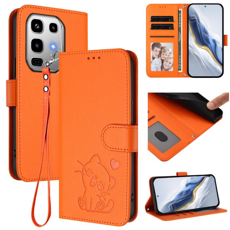Embossed Heart Cat Leather Phone Case with Hand Strap, For Infinix Note 50 Pro+ 5G, For Infinix Note 50 Pro 4G / 50 4G, For Infinix Hot 50i 4G / Smart 9 4G, For Infinix Hot 50 Pro+ 4G