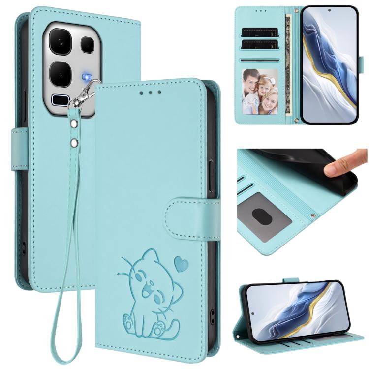 Embossed Heart Cat Leather Phone Case with Hand Strap, For Infinix Smart 10 / Tecno Pop 10, For Infinix GT 30 Pro, For Infinix Note 50s 5G, For Infinix Note 50X 5G