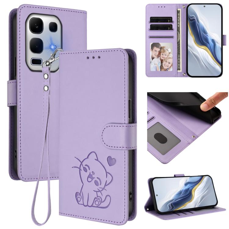 Embossed Heart Cat Leather Phone Case with Hand Strap, For Infinix Smart 10 / Tecno Pop 10, For Infinix GT 30 Pro, For Infinix Note 50s 5G, For Infinix Note 50X 5G