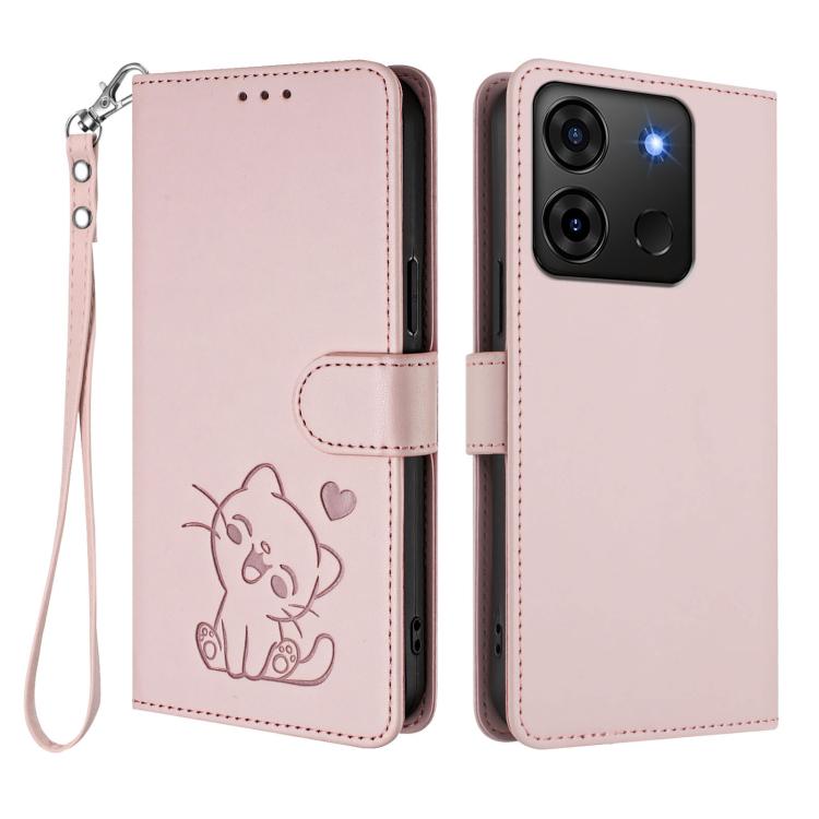 Embossed Heart Cat Leather Phone Case with Hand Strap, For Infinix Smart 7 Plus / 7 HD, For Infinix Note 30 4G / 5G, For Infinix Note 30 VIP, For Infinix Hot 30i / X669