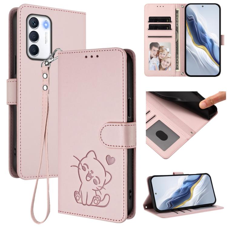Embossed Heart Cat Leather Phone Case with Hand Strap, For Infinix Hot 12i / 20i, For Infinix Zero 5G 2023, For Infinix Hot 20 Play, For Infinix Hot 20 4G