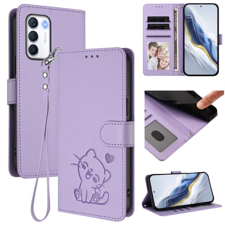 Embossed Heart Cat Leather Phone Case with Hand Strap, For Infinix Hot 12i / 20i, For Infinix Zero 5G 2023, For Infinix Hot 20 Play, For Infinix Hot 20 4G