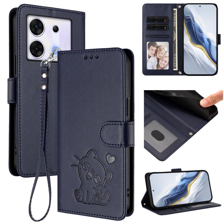 Embossed Heart Cat Leather Phone Case with Hand Strap, For Infinix Zero 30 4G, For Infinix Zero 30 5G, For Infinix Hot 30 5G, For Infinix Hot 30 Play 4G / NFC 4G