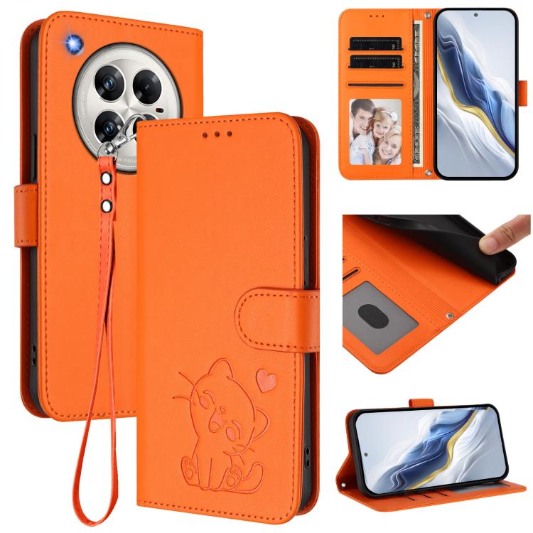 Embossed Heart Cat Leather Phone Case with Hand Strap, For Infinix Hot 50 4G, For Infinix Hot 50 5G, For Infinix Zero 40 4G / 5G, For Infinix Note 40X 5G