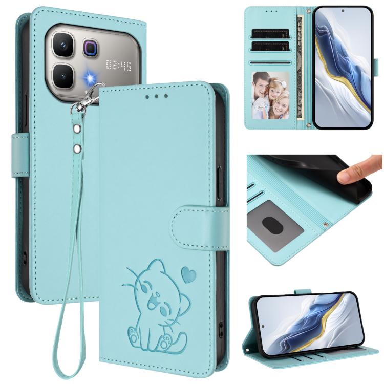 Embossed Heart Cat Leather Phone Case with Hand Strap, For Infinix GT 50 Pro 5G, For Infinix Note Edge 5G, For Infinix Smart 20 4G, For Infinix Note 60 5G / Note 60 Pro 5G