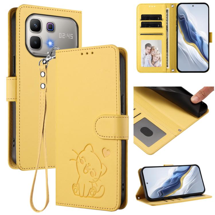 Embossed Heart Cat Leather Phone Case with Hand Strap, For Infinix GT 50 Pro 5G, For Infinix Note Edge 5G, For Infinix Smart 20 4G, For Infinix Note 60 5G / Note 60 Pro 5G