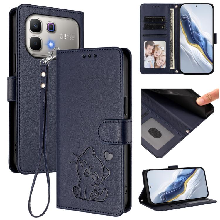 Embossed Heart Cat Leather Phone Case with Hand Strap, For Infinix GT 50 Pro 5G, For Infinix Note Edge 5G, For Infinix Smart 20 4G, For Infinix Note 60 5G / Note 60 Pro 5G