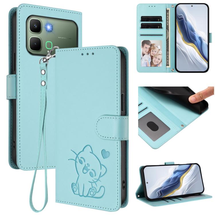 Embossed Heart Cat Leather Phone Case with Hand Strap, For Infinix GT 50 Pro 5G, For Infinix Note Edge 5G, For Infinix Smart 20 4G, For Infinix Note 60 5G / Note 60 Pro 5G