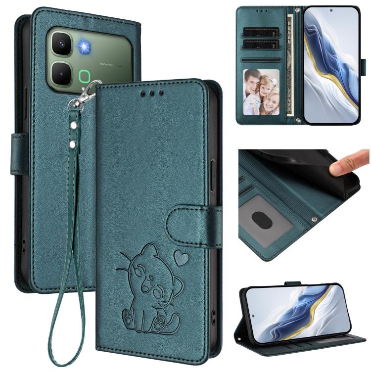 Embossed Heart Cat Leather Phone Case with Hand Strap, For Infinix GT 50 Pro 5G, For Infinix Note Edge 5G, For Infinix Smart 20 4G, For Infinix Note 60 5G / Note 60 Pro 5G
