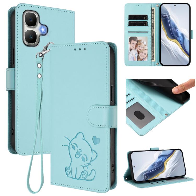 Embossed Heart Cat Leather Phone Case with Hand Strap, For Infinix GT 50 Pro 5G, For Infinix Note Edge 5G, For Infinix Smart 20 4G, For Infinix Note 60 5G / Note 60 Pro 5G