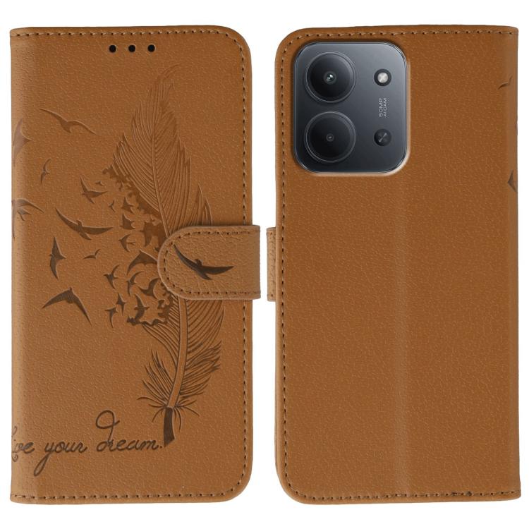 Feather Pattern Litchi Texture Leather Phone Case, For Redmi 15C 5G / 4G EU 173mm, For Redmi 15 5G Global / 15 4G SEA, For Redmi 15 5G / 4G EU 171mm, For Redmi 15C 5G / 4G Global 171mm, For Redmi Turbo 4 Pro 5G / Poco F7