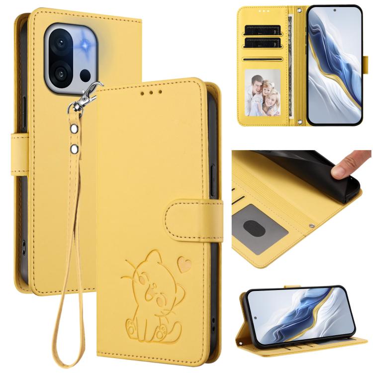Embossed Heart Cat Leather Phone Case with Hand Strap, For OnePlus 13T 5G, For OnePlus 13R / Ace 5 Pro / Ace 5, For OnePlus 13, For OnePlus Nord 4 5G