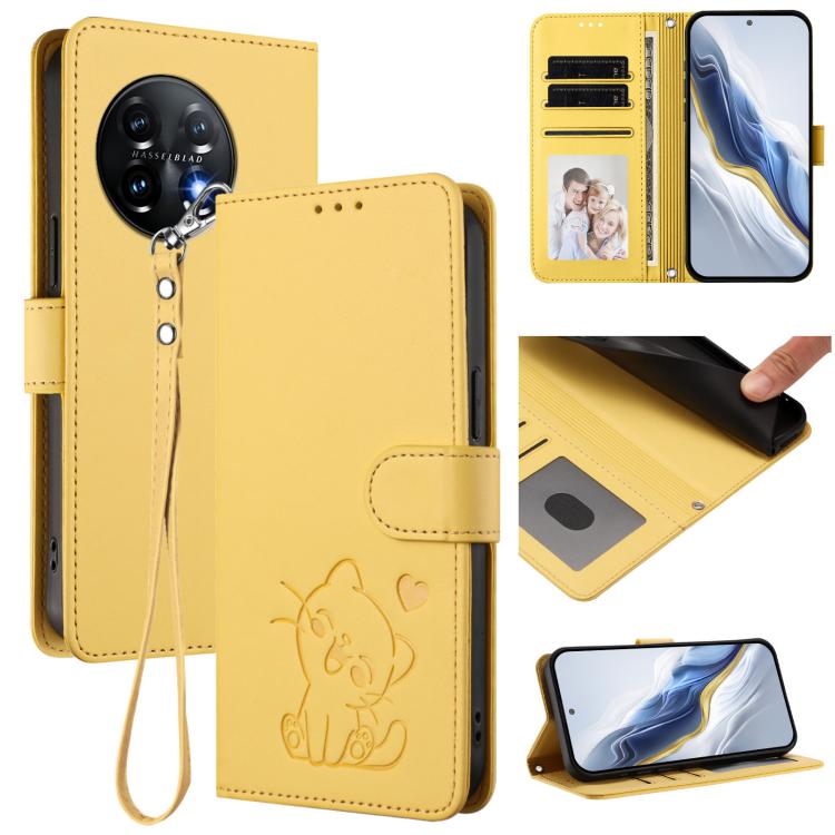Embossed Heart Cat Leather Phone Case with Hand Strap, For OnePlus Nord CE3 Lite 5G / N30, For OnePlus Nord 3 / Ace 2V, For OnePlus 11R 5G / Ace 2 5G, For OnePlus 11
