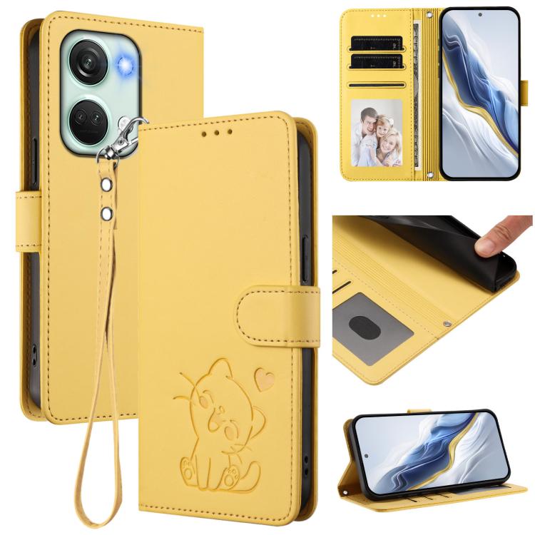 Embossed Heart Cat Leather Phone Case with Hand Strap, For OnePlus Nord CE3 Lite 5G / N30, For OnePlus Nord 3 / Ace 2V, For OnePlus 11R 5G / Ace 2 5G, For OnePlus 11