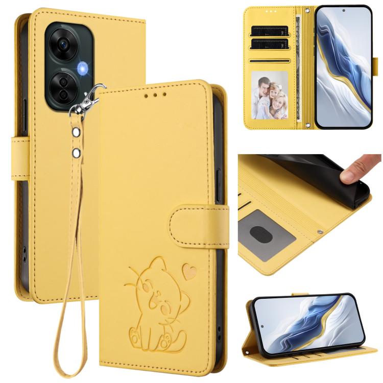 Embossed Heart Cat Leather Phone Case with Hand Strap, For OnePlus Nord CE3 Lite 5G / N30, For OnePlus Nord 3 / Ace 2V, For OnePlus 11R 5G / Ace 2 5G, For OnePlus 11