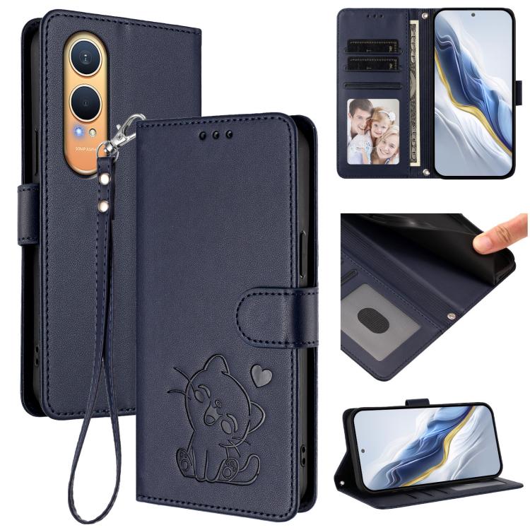 Embossed Heart Cat Leather Phone Case with Hand Strap, For OnePlus Nord CE4 Lite 5G, For OnePlus Nord CE 2 Lite 5G, For OnePlus Nord CE4 5G, For OnePlus Nord N30 SE 5G