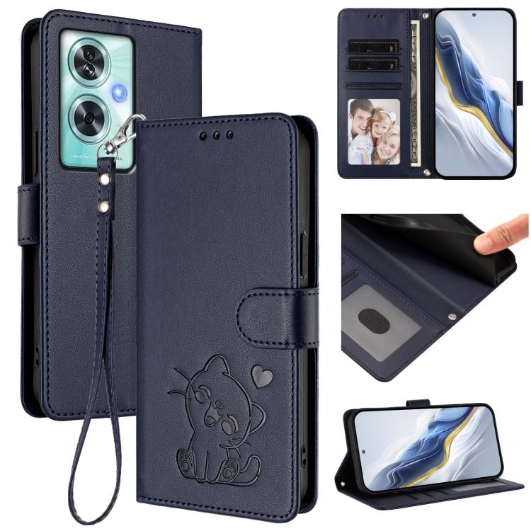 Embossed Heart Cat Leather Phone Case with Hand Strap, For OnePlus Nord CE4 Lite 5G, For OnePlus Nord CE 2 Lite 5G, For OnePlus Nord CE4 5G, For OnePlus Nord N30 SE 5G