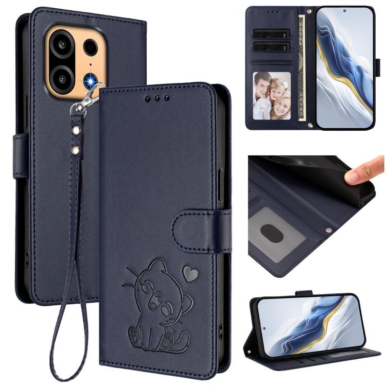 Embossed Heart Cat Leather Phone Case with Hand Strap, For OnePlus Turbo 6X Pro 5G, For OnePlus Turbo 6 / 6V 5G, For OnePlus Nord 5 5G / Ace 5 Ultra, For OnePlus Nord CE5 / Ace 5 Racing