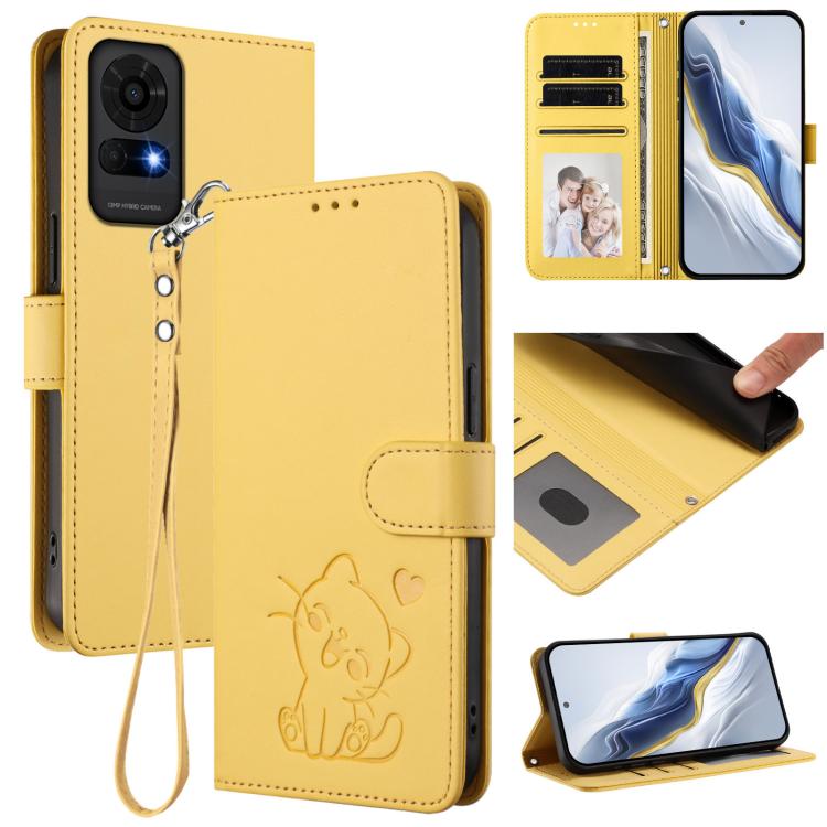 Embossed Heart Cat Leather Phone Case with Hand Strap, For TCL 30Z / T602DL / 30 LE / T602DL, For TCL 40 XL / Lively Jitterbug Smart4, For TCL 50 LE 5G T510SPP / K23 / K24, For TCL 50 Pro NxtPaper / 50 NxtPaper 5G