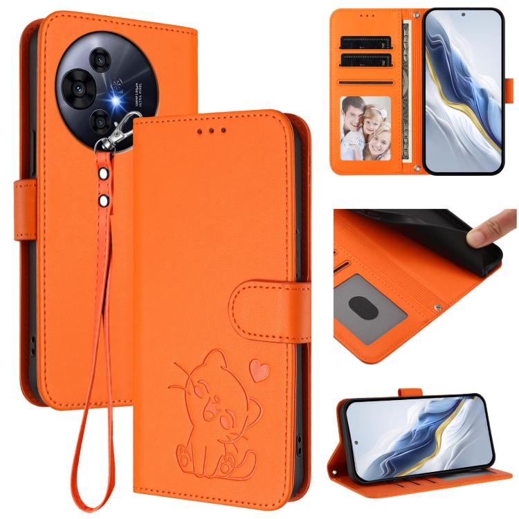 Embossed Heart Cat Leather Phone Case with Hand Strap, For TCL 30Z / T602DL / 30 LE / T602DL, For TCL 40 XL / Lively Jitterbug Smart4, For TCL 50 LE 5G T510SPP / K23 / K24, For TCL 50 Pro NxtPaper / 50 NxtPaper 5G