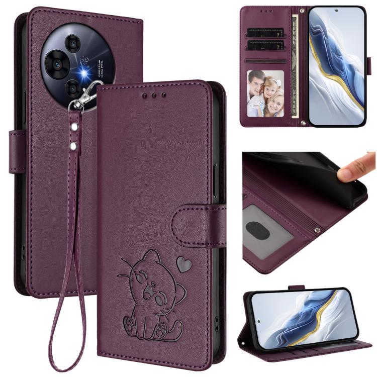 Embossed Heart Cat Leather Phone Case with Hand Strap, For TCL 30Z / T602DL / 30 LE / T602DL, For TCL 40 XL / Lively Jitterbug Smart4, For TCL 50 LE 5G T510SPP / K23 / K24, For TCL 50 Pro NxtPaper / 50 NxtPaper 5G