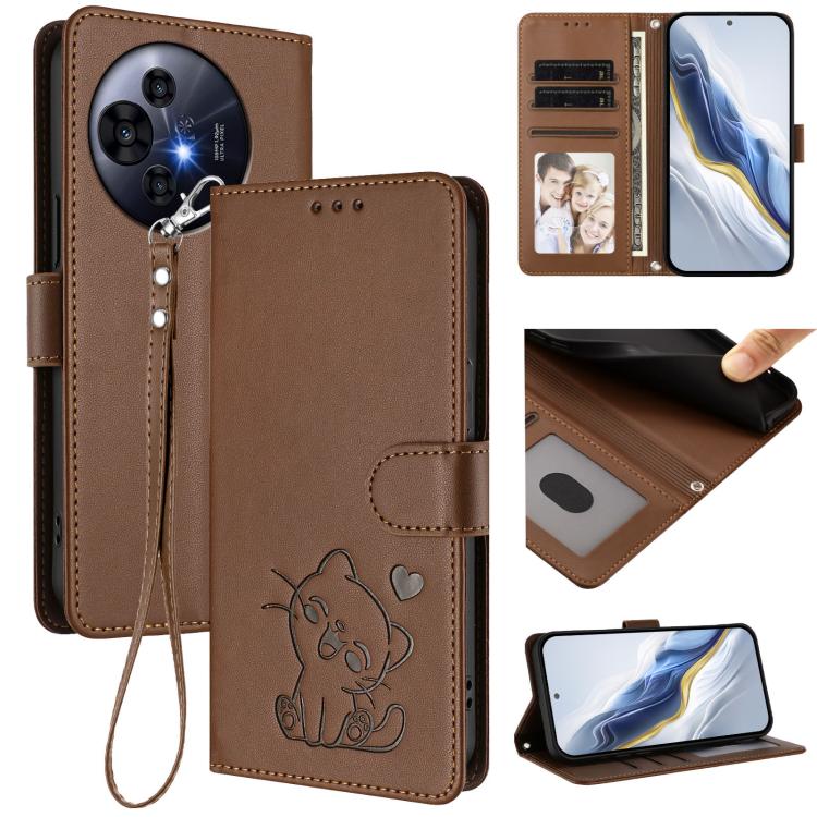 Embossed Heart Cat Leather Phone Case with Hand Strap, For TCL 30Z / T602DL / 30 LE / T602DL, For TCL 40 XL / Lively Jitterbug Smart4, For TCL 50 LE 5G T510SPP / K23 / K24, For TCL 50 Pro NxtPaper / 50 NxtPaper 5G