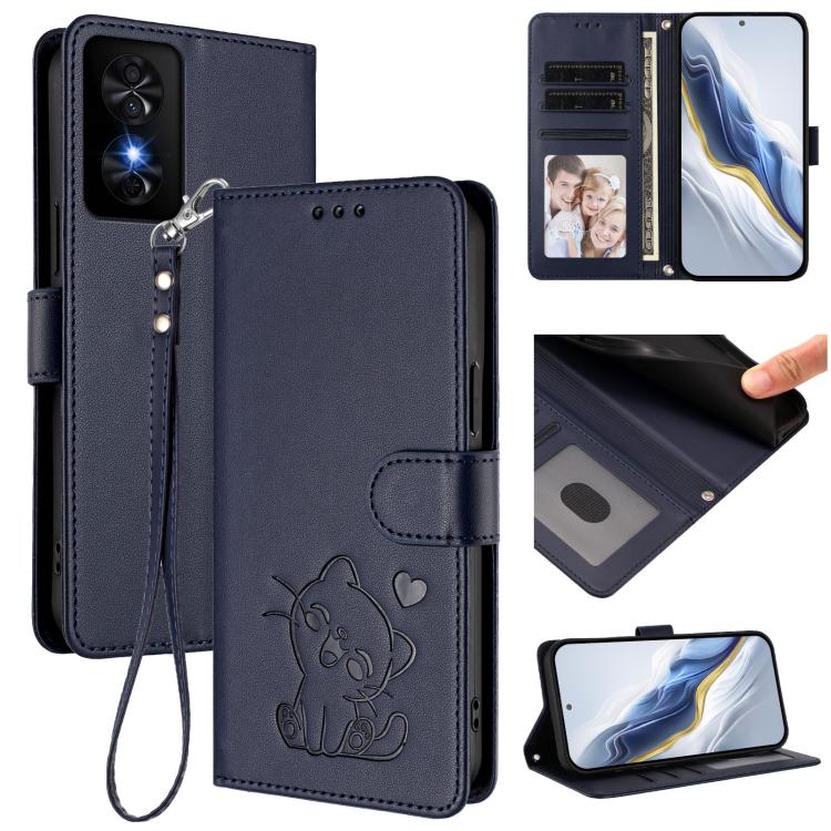 Embossed Heart Cat Leather Phone Case with Hand Strap, For TCL 201, For TCL 50 XE, For TCL 50 SE / 40 NxtPaper 4G, For TCL 501 / Vodafone Smart M25