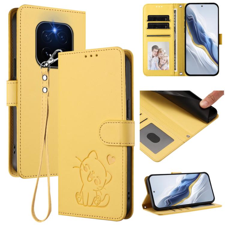 Embossed Heart Cat Leather Phone Case with Hand Strap, For Honor X70 5G, For Honor X6c 4G / X5b / X5b Plus, For Honor X70i, For Honor GT Pro