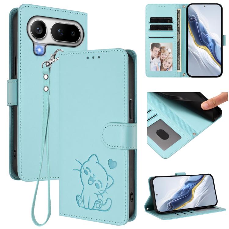 Embossed Heart Cat Leather Phone Case with Hand Strap, For Honor 600 Lite Global, For Honor Magic8 Pro Air 5G, For Honor X8d 4G, For Honor Magic8 Pro