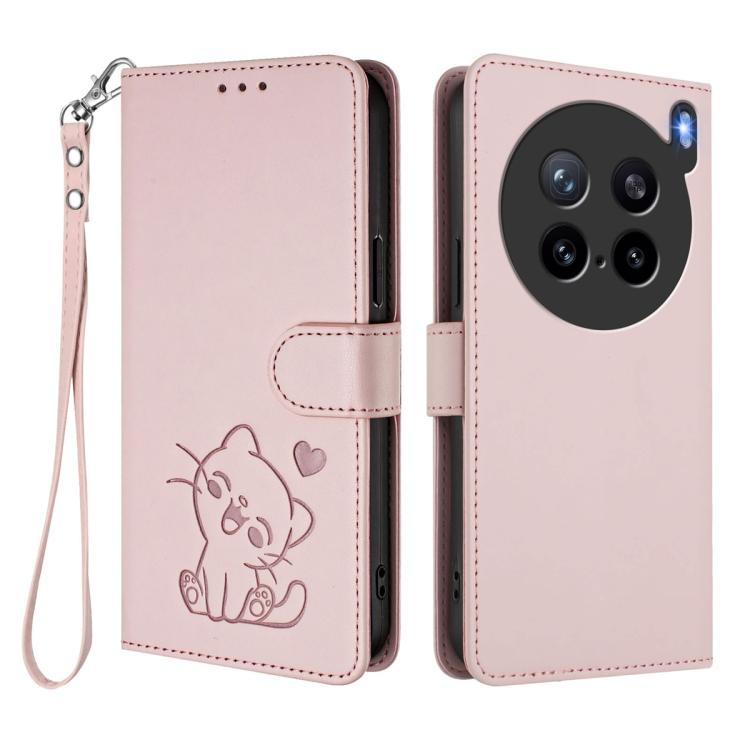 Embossed Heart Cat Leather Phone Case with Hand Strap, For vivo X200s, For vivo iQOO Z10 / Y300 Pro+ / T4, For vivo iQOO Z10x / Y29 4G / T4x / Y300t, For vivo V50 / vivo V50e