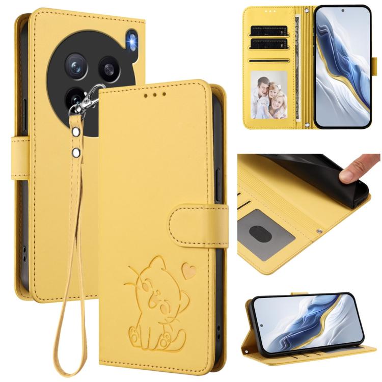 Embossed Heart Cat Leather Phone Case with Hand Strap, For vivo X200s, For vivo iQOO Z10 / Y300 Pro+ / T4, For vivo iQOO Z10x / Y29 4G / T4x / Y300t, For vivo V50 / vivo V50e