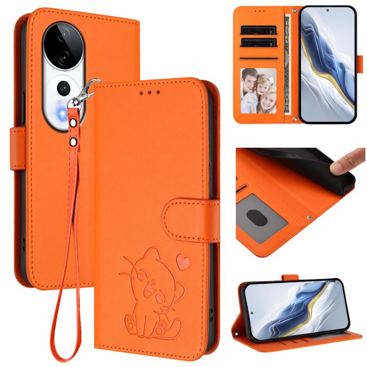 Embossed Heart Cat Leather Phone Case with Hand Strap, For vivo S19 Pro / V40 / V40 Pro / T3 Ultra, For vivo iQOO Z9 Lite / Y18 / Y28s / Y37m 5G, For vivo iQOO Z9s Pro / vivo T3 Pro 5G, For vivo V40 Lite 5G / vivo V30e