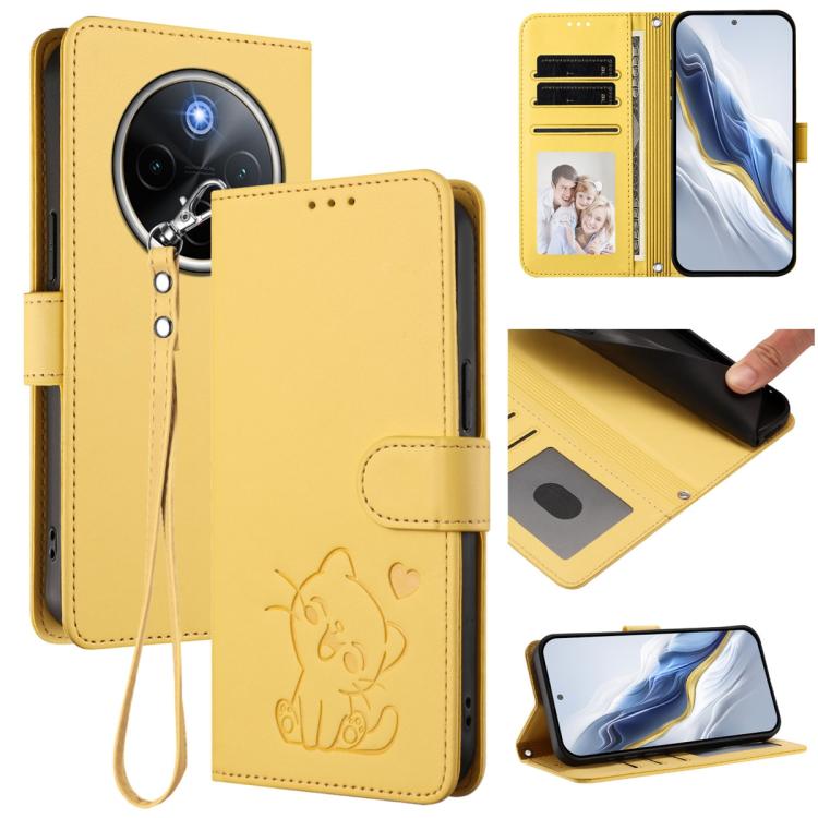 Embossed Heart Cat Leather Phone Case with Hand Strap, For vivo X200s, For vivo iQOO Z10 / Y300 Pro+ / T4, For vivo iQOO Z10x / Y29 4G / T4x / Y300t, For vivo V50 / vivo V50e